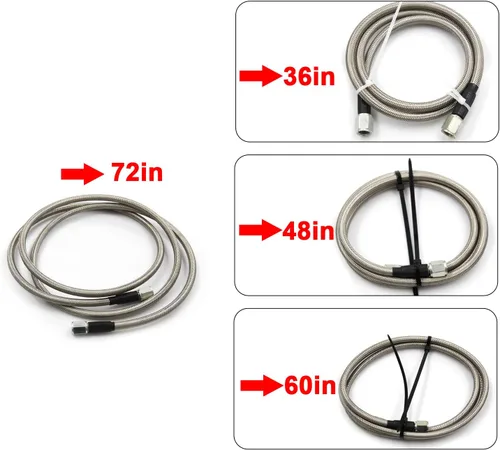 Vista 3 de Kit de línea de medidor de teflón con sensor de turbocompresor remoto 4AN (48 pulgadas) Línea trenzada de acero inoxidable, varios tamaños