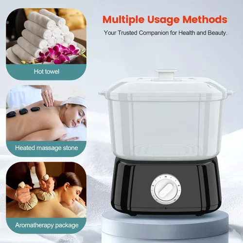 Vista 3 de Calentador de toallas calientes, vaporizador de toallas de calentamiento rápido para tratamientos faciales puede contener 12 mini toallas húmedas