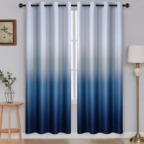 Vista 74 de SimpleHome Cortinas degradadas degradadas para oscurecer la habitación de 36 pulgadas de largo para dormitorio, con ojales y bloqueo de luz Negro