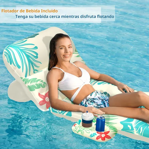 Vista 3 de Jasonwell Flotador Inflable de Piscina para Adultos - Flotadores de Piscina Silla Flotante Balsa con Respaldo Ajustable Portavasos Flotador de Agua