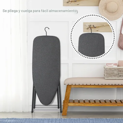 Vista 4 de Duwee Tabla de planchar pequeña de 13 x 35 pulgadas con cubierta resistente al calor, tabla de planchar compacta plegable, ligera, fácil de Negro