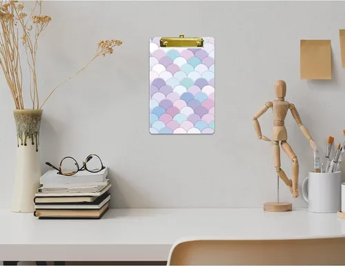 Vista 5 de Hongri Portapapeles de plástico pequeño, diseño de moda A5 para estudiantes, niños, mujeres, oficina, hogar, clip de perfil bajo, bonito