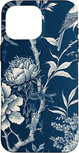Vista 19 de Chinoiserie Floral Toile Blue and White Funda para iPhone 17