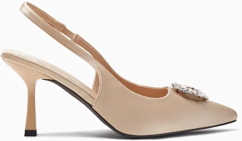 Vista 2 de Rilista Zapatos de tacón para mujer con diamantes de imitación cerrados y puntiagudos para boda y fiesta