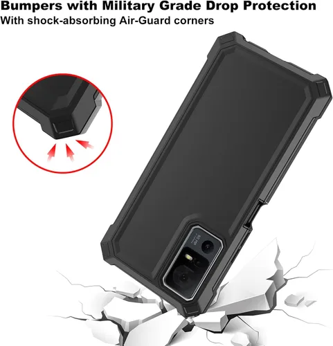 Vista 4 de Ailiber - Carcasa para TCL 40 XL T608M/Jitterbug Smart 4/40T T608DL, color negro Screen Protector, Air-Guard Corners, Dual Layer, Flexible TPU