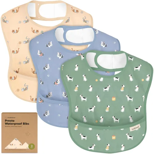 Vista 25 de KeaBabies - Paquete de 3 baberos impermeables para comer, ligeros, básicos