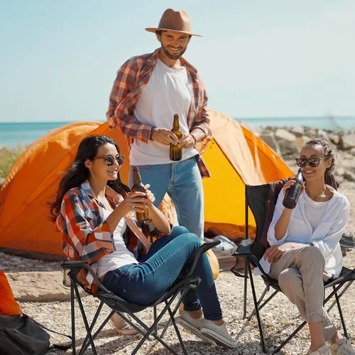 Vista 2 de WEIDIORME Paquete de 2 sillas de campamento ligeras para adultos y adolescentes, sillas portátiles plegables de capacidad de 250 libras con bolsa