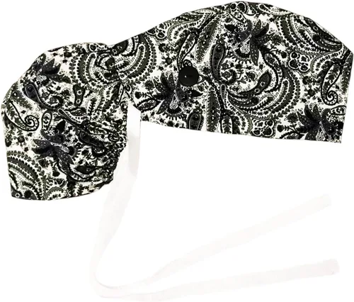 Vista 27 de Gorra médica con interior sedoso, gorro de algodón con banda para el sudor y botones, cola de caballo ajustable