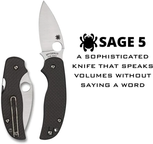 Vista 2 de Cuchillo de hoja plegable Spyderco Sage C123CFPCL con 5 cierres de compresión.