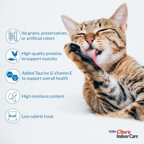 Vista 5 de INABA Churu - Puré para gatos, funcional, cremoso para lamer para gatos, para cuidado en interiores y control de bolas de pelo, 0.5 onzas cada uno