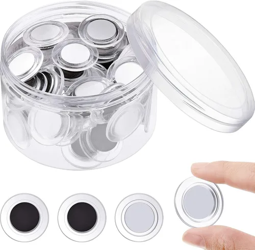 Vista 11 de Outus 45 imanes redondos negros para pizarra blanca de 1.2 in, imanes para refrigerador para el regreso a clases, mini nevera, suministros