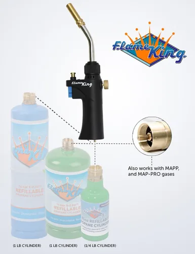 Vista 6 de Flame King FK-028CGA Cabeza de Antorcha de Propano de Alta Intensidad para Soldadura, Brasado, Fontanería, Iluminación de Carbón/Fogatas, Compatible