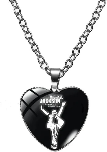Vista 4 de XCFS 5 unids un conjunto de plata 925 plata plata corazón forma encanto MJ colgantes Michael Jackson ejército etiqueta cinco piezas collares