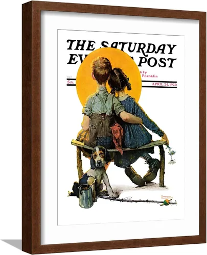 Vista 15 de ART.COM Norman Rockwell - Cubierta para poste de pared con estampado giclée Little Spooners or Sunset Saturday Evening Post, 24 de abril de 1926