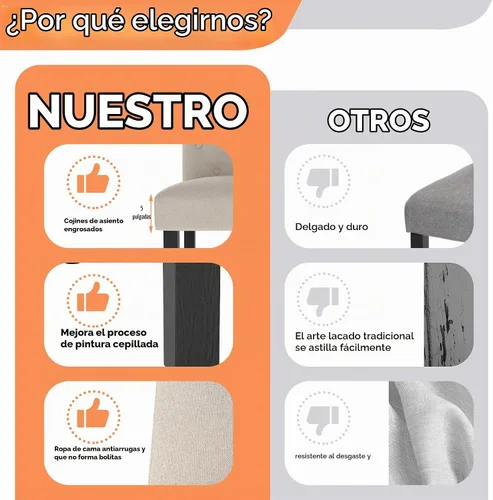 Vista 8 de LSSBOUGHT - Taburetes de barra, 24 pulgadas de altura tapizados con botones y patas de madera sólida, juego de 2 (Beige)