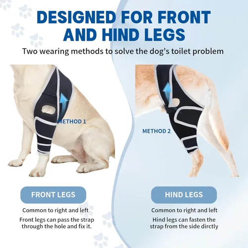 Vista 4 de Rodillera para perro para pierna trasera desgarrada, rodillera universal para perro para cuatro patas, alivia lesiones de ligamentos, soporte