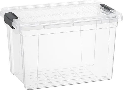 Vista 30 de Superio Pequeñas cajas de almacenamiento planas transparentes con tapas, contenedores de plástico de 4.5 cuartos de galón para organizar, cajas