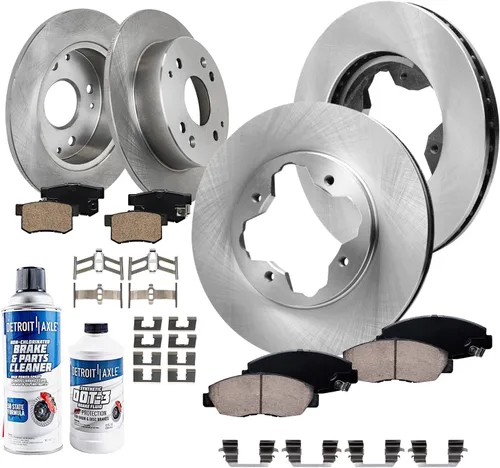 Vista 21 de Detroit Axle - Kit de frenos para Ford 18-21 Transit Connect, Rotores de freno de disco delantero y trasero Pastillas de freno de cerámica 2018 2019