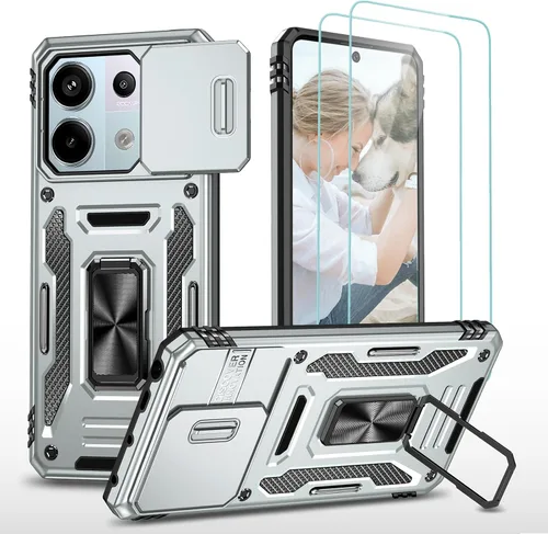 Vista 11 de Jeylly Funda para Xiaomi Poco X3 NFC con protector de pantalla de vidrio templado [2 paquetes], resistente a prueba de golpes, funda protectora