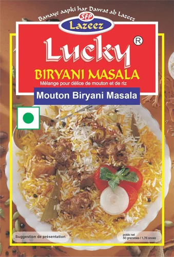 Vista 3 de Lucky Paquete combinado de arroz y curry 1.7 onzas, Pulao, Biryani Masala, pollo Biryani Masala, Masala de carne, Masala de pollo