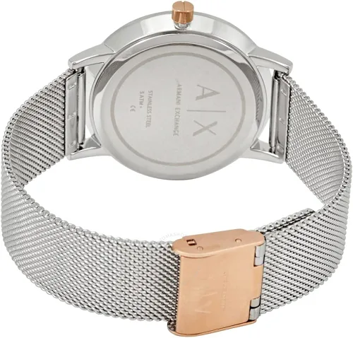Vista 2 de Armani Exchange - Reloj de cuarzo de acero inoxidable para mujer con correa de cuero