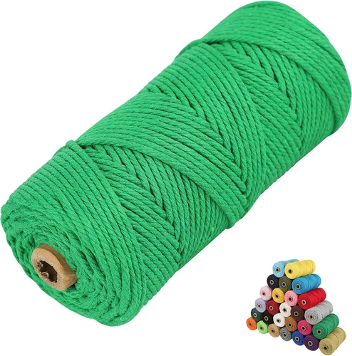 Vista 14 de Cordón de algodón para macramé, hilo torcido de 4 capas, cuerda de algodón natural, suministros perfectos de macramé, para hacer soportes colgantes