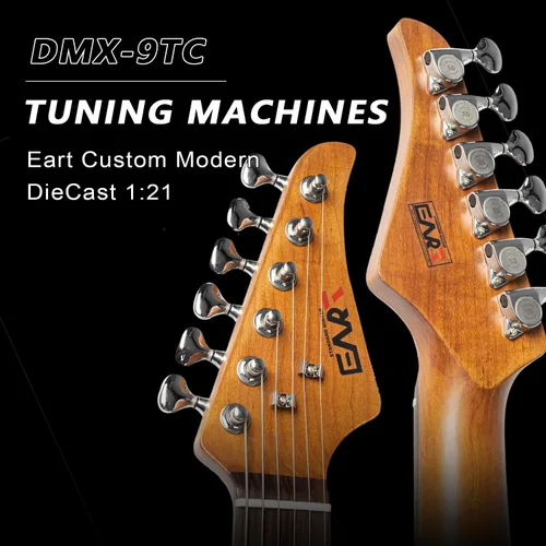 Vista 5 de EART Guitarras eléctricas de 6 cuerdas DMX-9TC Golpeador de tortuga roja Cuerpo sólido de caoba tostado y pastillas Alnico v Tonos versátiles