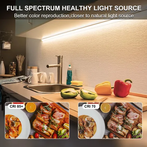 Vista 4 de Tira de luces LED COB USB para TV, 5 V alimentadas por USB, luces LED regulables, luz blanca cálida, 3.3 pies, 320 LED/M, 3000 K, tira de luz