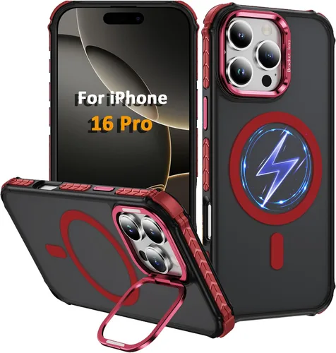 Vista 60 de Funda KETGII para iPhone 13, para iPhone 14, compatible con MagSafe, carga inalámbrica, resistente, a prueba de golpes, pata ajustable, delgada