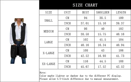 Vista 7 de GeGekoko Long Vest for Women Sleeveless Lightweight Open Front Cardigans Ribbed Knit Outwear with Pockets
