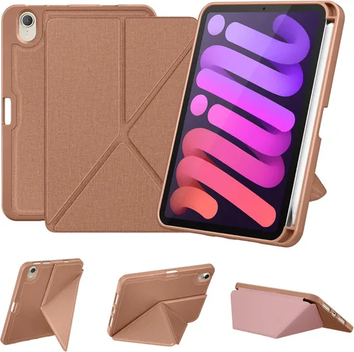 Vista 10 de DTTO Funda para iPad mini 7 (A17 Pro) 2024 / iPad mini 6 2021 de 8.3 pulgadas con soporte para lápiz, cubierta magnética de pie multiángulo