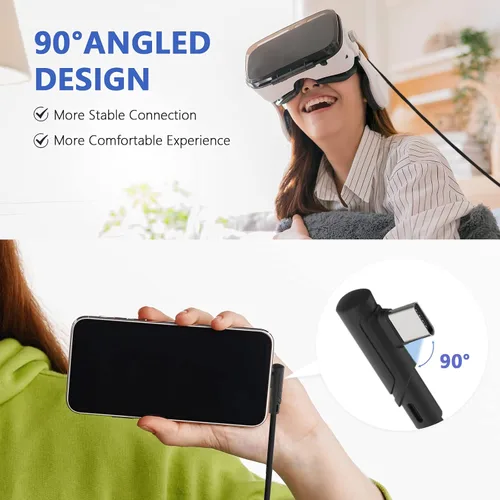 Vista 4 de Cable de enlace de 16 pies compatible con OculusMeta Quest 21 accesorios de realidad virtual transferencia de datos de alta velocidad y cable