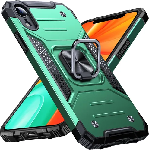 Vista 118 de Anqrp Funda resistente para iPhone 6/7/8/SE/SE2 con soporte de anillo mejorado y agarre, grado militar, a prueba de golpes, resistente y robusta