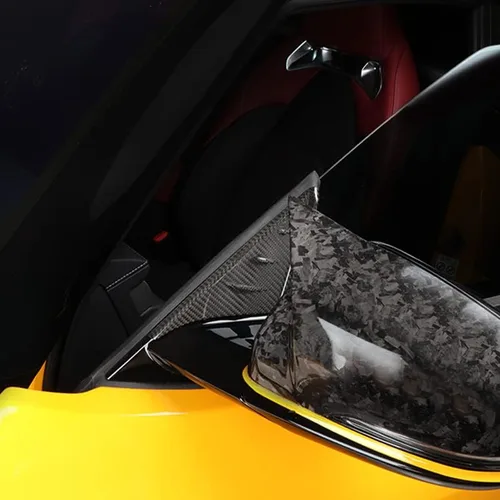 Vista 3 de para el panel de cubierta del espejo retrovisor de pilar A de fibra de carbono para GR Supra A90 A91 (2019 a 2025) Cubiertas triangulares