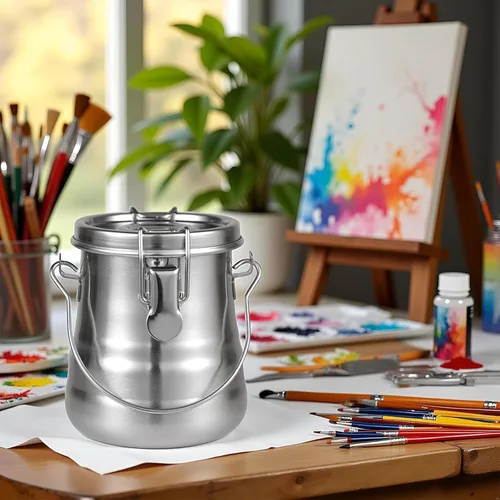Vista 5 de Limpiador y soporte para pinceles de pintura, arandela hermética de acero inoxidable con filtro poroso extraíble para pintar (13.5 oz/13.5 fl oz)