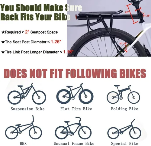Vista 2 de Portaequipajes trasero para bicicleta para bicicleta de montaña para bicicleta de montaña