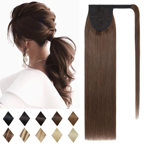 Vista 15 de SEGO Pinza de Gancho Extensión de Cola de Caballo Extensiones de Cabello Humano con Pinza para Cola de Caballo Extensiones de Cabello Real de Cola