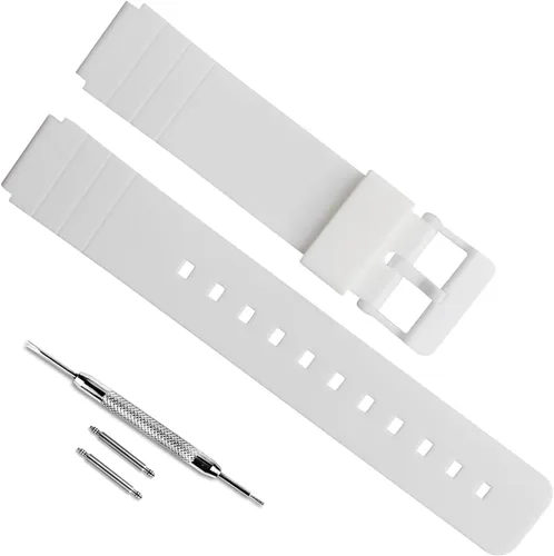 Vista 14 de Correa de reloj de goma de silicona impermeable de repuesto de 0.630 in para Casio MQ-24/MQ-58/104/76/71/98 Negro/hebilla negra