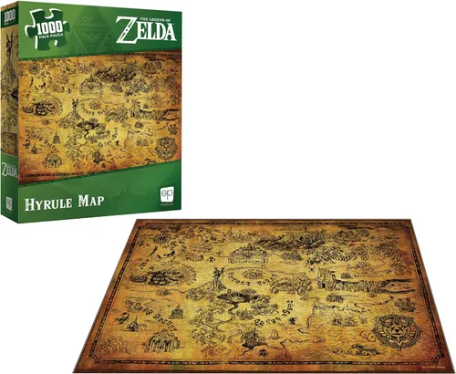 Vista 3 de The Legend of Zelda Hyrule Map - Rompecabezas de 1000 piezas Rompecabezas coleccionable con mapa estilizado de Hyrule de los videojuegos The