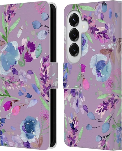 Vista 268 de Head Case Designs Officially Licensed Ninola Abstract Poppies Lilac Floral Leather Wallet Case Compatible with Samsung Galaxy A07 4G
