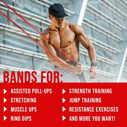 Vista 3 de HGT - Banda de resistencia larga – Banda de entrenamiento extra fuerte sin látex para mujeres y hombres – Soporta estiramiento, yoga y pilates