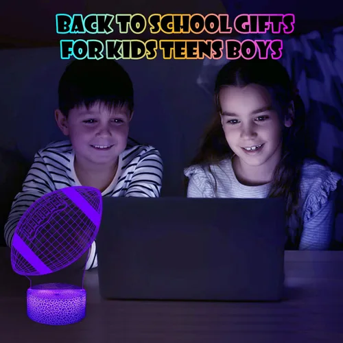 Vista 6 de Lámpara de ilusión 3D de fútbol, luz nocturna, 7 colores, cambio gradual automático, luces LED alimentadas por USB, regalos para niños
