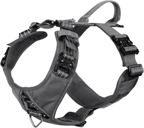 Vista 15 de ICEFANG Arnés de correa para perro con accesorios de metal, para perro de tamaño pequeño, chaleco K9, acolchado suave en forma de Y, arnés ajustable