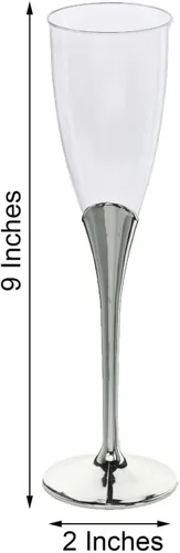 Vista 3 de Efavormart - Juego de 6 copas de champán de plástico plateado de 5 onzas con base desmontable, elegantes vasos desechables para recepciones