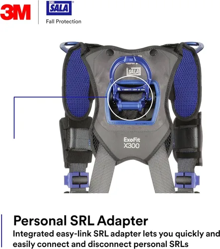 Vista 8 de 3M 1113704 DBI-SALA ExoFit X300 Arnés de seguridad para escalada/posicionamiento/rescate Protección contra caídas, OSHA, ANSI, espalda, cadera