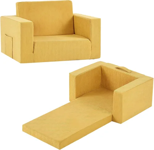 Vista 9 de Tiita Sofá para Niños, Silla Sofá para Niños 2 en 1, Sofá Convertible para Niños Pequeños a Tumbona, Sofá de Bebé Desplegable, Cama Silla