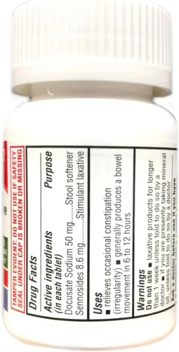Vista 7 de Leader Suavizante de heces 2 en 1 y laxante estimulante, Docusate Sodium 50 mg, sennósidos 8.6 mg, alivio ocasional suave del estreñimiento
