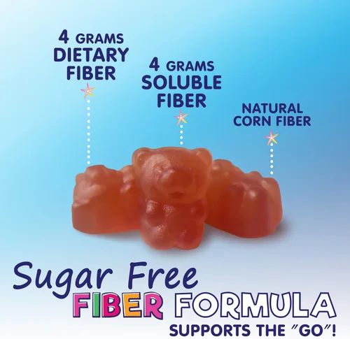 Vista 3 de Gomitas de fibra para niños, fibra prebiótica a base de plantas sin azúcar, 0.14 oz por suplemento de porción, fórmula soluble mejorada que apoya