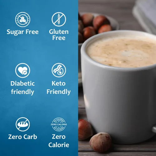 Vista 4 de Syruvia - Jarabe de café sin azúcar, jarabe con sabor a avellana para bebidas, lattes y postres, 25.4 onzas líquidas