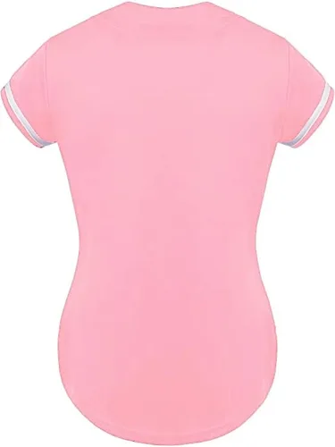 Vista 2 de DIGITMON Camiseta de béisbol y sóftbol para mujer, con botones, de alta calidad, estilo hip hop, uniforme